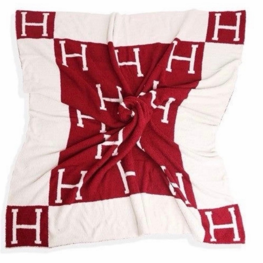 Luxury Red and White Holiday Throw Blanket